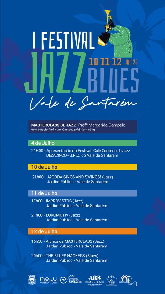 Festival de Jazz e Blues, dias 10, 11 e 12 de Julho