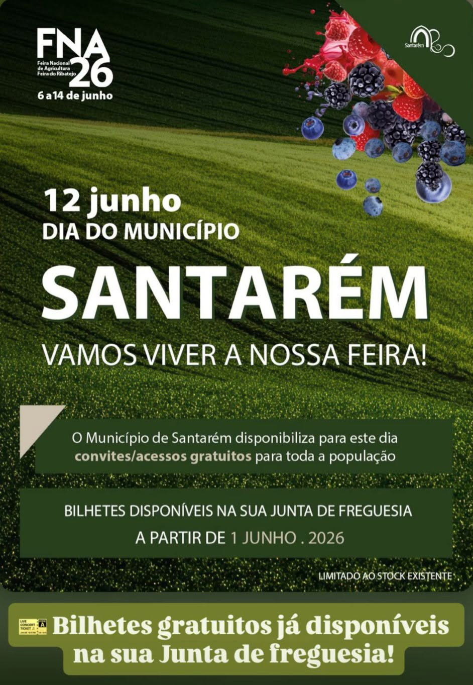 Bilhetes gratuitos para a FNA 2026